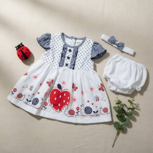 New Baby Girl Dress Set with matching headband underwear size 3 to 6 months - Picture 1 of 3